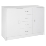 HOMCOM Four-Drawer Storage Cabinet, with Two Doors, for Kitchen, Living Room – White