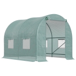 Outsunny Reinforced Walk In Polytunnel Greenhouse with Powder Coating Metal Frame And Zipped Door Windows (2.5 x 2M)