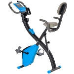 HOMCOM Bicicleta Estática Plegable con Altura y Resistencia Ajustables con Pantalla LCD y Asiento con Respaldo Peso máximo 120 Kg 97x51x115 cm Azul