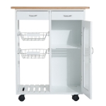 HomCom carucior cu roti bucatarie, lemn de pin, 70x37x85cm