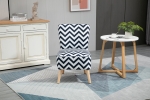 HOMCOM Scaun Capitonat cu Motive Ondulate din Lemn pentru Sufragerie si Bucatarie Alb si Albastru, 51x62x81cm