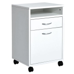Homcom Comoda Pentru Documente de Birou in Lemn cu 2 Compartimente si Roti, Alb, 40x35x60cm
