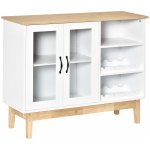 HOMCOM Bufet Modern cu Suport pentru Sticle de Vin cu 3 Rafturi din MDF si PAL 103x34x80cm Alb
