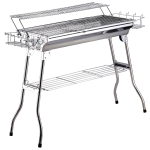 OutSunny Gratar in otel inoxidabil cu Picioare Pliabile, 2 grile 100 x 43 x 68 cm