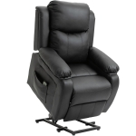 HOMCOM Fotoliu Relax Electric si cu Ridicare Rabatabil pana la 160° cu Telecomanda, din Imitatie de piele - Negru