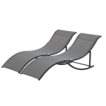 Outsunny Set 2 Sezlonguri de Gradina Pliabile, Sezlong pentru plaja din Aluminiu si Textilen, 61x165x63cm