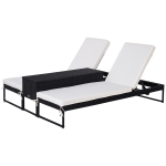 Outsunny, set 2 sezlonguri cu masa din ratan PE, negru