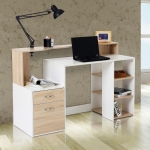 HomCom Homcom Masa de Birou Moderna pentru Computator cu Rafturi din Lemn MDF 140x55x92cm