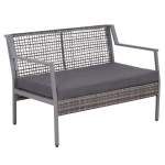 Outsunny Canapea bancuta de gradina 2 locuei in Rattan si aluminiu Gri 118 x 75 x 79 cm(c-1)