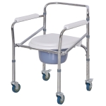 Homcom Scaun Comfortabil WC Pliabil cu 4 Roti Tava Detasabila si Inaltime Reglabila