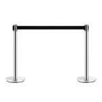HomCom 2 Coloane Separeu Semnaleaza parcurs cu Banda Neagra, in Otel Inox,Nylon, Ф32x90cm