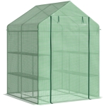 Outsunny Sera de gradina cu rafturi, protectie din PE si usa care se ruleaza, 143L x 138l x 190H cm, verde