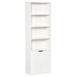 Biblioteca Moderna HOMCOM 4 Etajere cu Dulapior din Lemn cu 2 Usi, 59x29x180cm, Alb