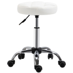HOMCOM Set 2 scaune cu roti, tapitate si inaltime reglabila, Φ35.5x46-38cm, alb