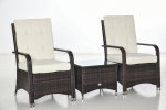 Outsunny Set pentru gradina din Rattan cu masuta si doua scaune, maro si crem