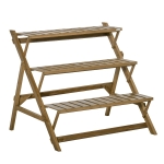 Outsunny Scarita Suport Plante cu 3 Rafturi care se Inchid de Exterior, din Lemn de Brad, 101x83x88cm