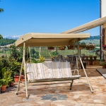 Outsunny Balansoar de Gradina 3 Locuri din Otel cu Baldachin Reglabil, Perne si Manere, 172x110x156cm