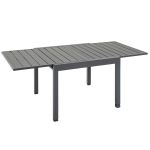 Outsunny masa extensibila de exterior, din metal cu blat din sipci pentru 4-6 persoane, Gri