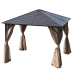 Outsunny Foisor cu Perdele Laterale Schelet in Aluminiu,Maro si Negru 3x3m