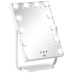 HOMCOM Oglinda pentru make-up, cu iluminare, inclinabila, cu 12 lumini LED si luminozitate reglabila, 32.8Lx11x47.4cm