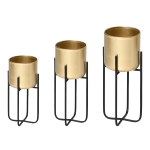 Outsunny Jardiniera Set de 3 Piese cu Suport din Metal pentru Amenajare la Interior si Exterior Auriu