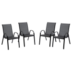 Outsunny Set cu 4 scaune cu cotiere, Scaune stivuibile pentru gradina, pentru veranda, balcon, exterior, Negru