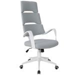 Vinsetto Scaun de Birou cu Design Ergonomic cu Spatar Inalt in Tesatura de Lin Alb si Gri