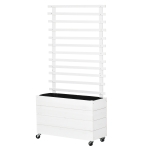 Outsunny Jardiniera Inaltata Verticala pentru Exterior cu 4 Roti si Spalier pentruVita de Vie , din Lemn, 76x30x155cm Alba