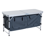 Outsunny Masuta de Camping Pliabila cu Raft pentru Sandwich in Aluminiu Alb