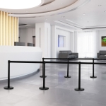HomCom Coloane Separeu Semnaleaza parcurs cu Banda Neagra, in Otel Inox, Ф32x90cm