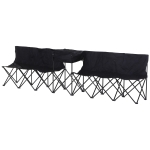 Outsuny Scaun Bancuta pentru Camping Pliabila 6 Locuri Negru 306cm x 48cm x82cm
