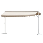 Outsunny Toldo de Pie Independiente 300x300x260 cm con Manivela Doble Cara Ángulo Ajustable Portátil Protección Solar para Jardín Terraza Patio Beige