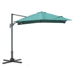 Outsunny Square Umbrella Parasol W/360° Rotation, 245Lx245Wx248H cm-Green