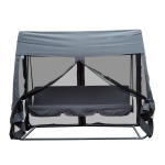Outsunny Leagan de Gradina cu Plasa de Tantari si Perna, Gri, Fier, 240x140x197cm