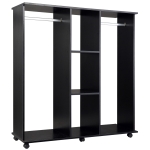 Homcom Dulap Mobil cu Roti, 5 Rafturi & Barna Umeras 120x40x128 cm – Negru