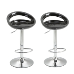 Homcom Set 2 Scaunele de Bar Rotative cu Taburet Inaltime Reglabila Negru