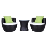 Outsunny Set Mobilier din Ratan Set de Gradina 3 Piese 2 Fotolii, Masuta, Perne