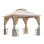 Outsunny, pavilion de gradina cu acoperis dublu 3x3m, bej