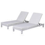 Outsunny Set 2 Sezloguri de Gradina in PE Rattan cu Perna Captusita Alba