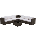 Outsunny Set Mobilier de Extern Canapea Componibila 8 Bucati in PE Rattan, Maro