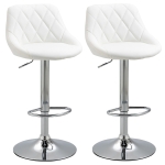 HomCom set 2 scaune de bar pivotante, albe