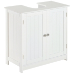Homcom Masca pentru Chiuveta, din MDF Alb, pentru Baie cu 2 Usi 60x30x60cm