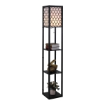 Homcom Lampa Moderna cu Librarie, 3 Niveluri 26 x 26 x 160 cm Negru