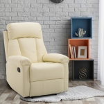 Homcom Fotoliu Relax Clasic cu Spatar Rabatabil si Taburet, Crem
