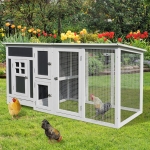 PawHut Cotet pentru Gaini de Extern Acoperis Impermeabil Alergat , Zona Cuib,Lemn, 160x75x80cm