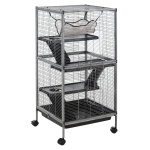PawHut cusca din metal pentru rozatoare, 52x52x113.5cm, gri