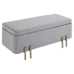 Homcom Puf Banca Container cu Perna Captusita si Spatiu de Stocare Gri 100x40x42cm