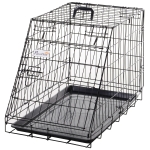 PawHut Cusca de transport pentru Caini din Metal si PP pentru Masina cu Maner de culoare neagra