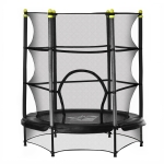 HOMCOM Trampolín para Niños de +3 Años Cama Elástica de Salto Infantil con Red de Seguridad y Marco Acero para Interiores y Exteriores Carga 45 kg 140x140x160 cm Negro