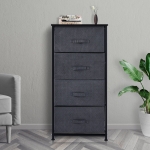 HOMCOM® Schubladenschrank Aufbewahrungsschrank mit 4 faltbaren Stoffschubladen Metallgestell + Holz + Leinen Grau 45 x 30 x 92 cm